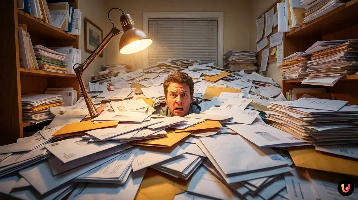 Illustrazione di email che passano da Yahoo Mail a una cartella cloud.