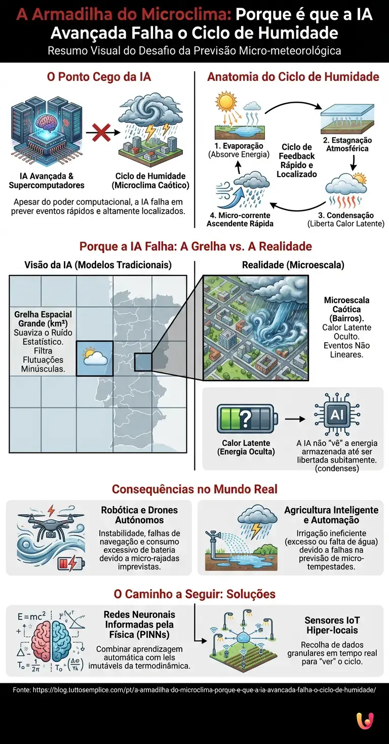 A Armadilha do Microclima: Porque &eacute; que a IA Avan&ccedil;ada Falha o Ciclo de Humidade - Infogr&aacute;fico resumido
