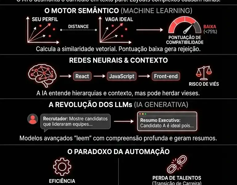 Infografica: A triagem invis&iacute;vel: como a IA reprova curr&iacute;culos em 1 segundo
