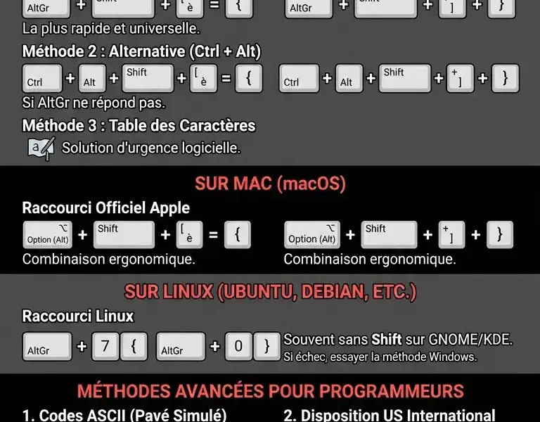 Infografica: Accolades au Clavier : Comment les Faire sur un Ordinateur Portable