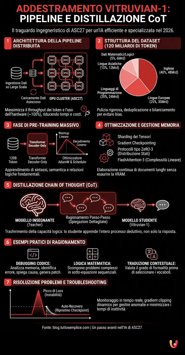 Vitruvian-1 Training: Pipeline and CoT Distillation - Summary Infographic