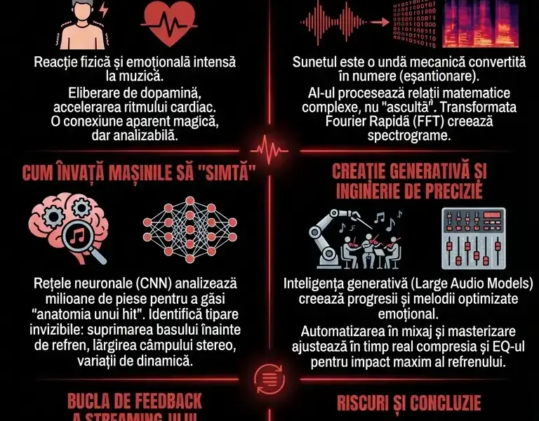 Infografica: Adevărul despre fiorul muzical: Cum &icirc;ți controlează AI-ul dopamina