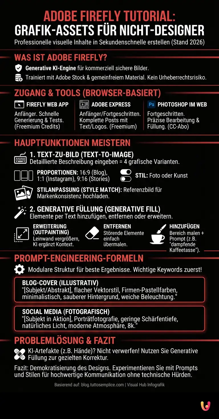 Adobe Firefly Tutorial: Grafik-Assets f&uuml;r Nicht-Designer - Zusammenfassende Infografik