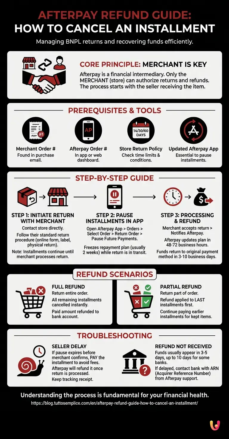 Afterpay Refund Guide: How to Cancel an Installment - Summary Infographic