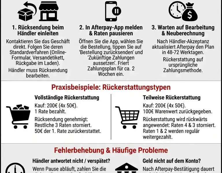 Infografica: Afterpay-R&uuml;ckerstattungs-Guide: Wie man eine Rate storniert
