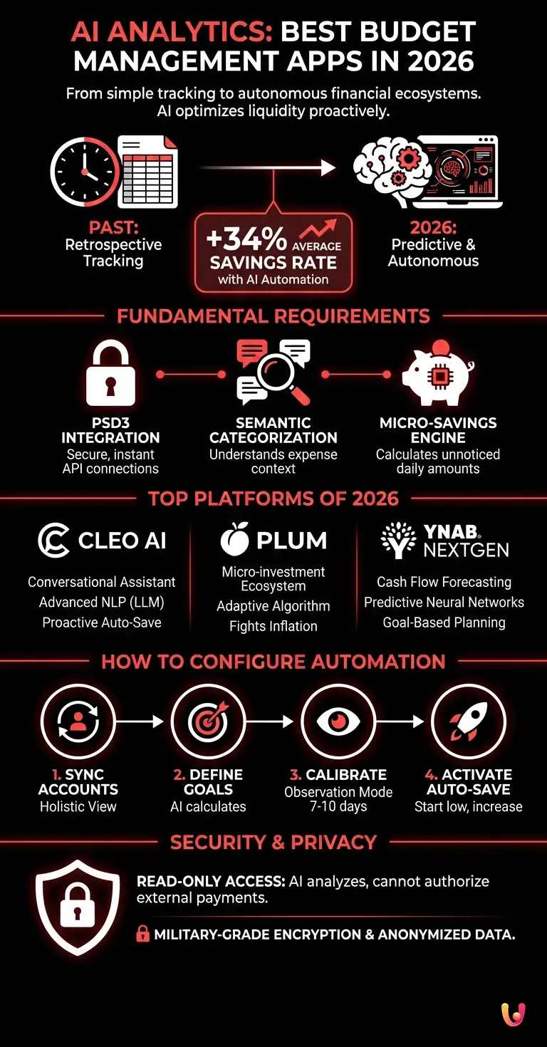 AI Analytics: Best Budget Management Apps in 2026 - Summary Infographic