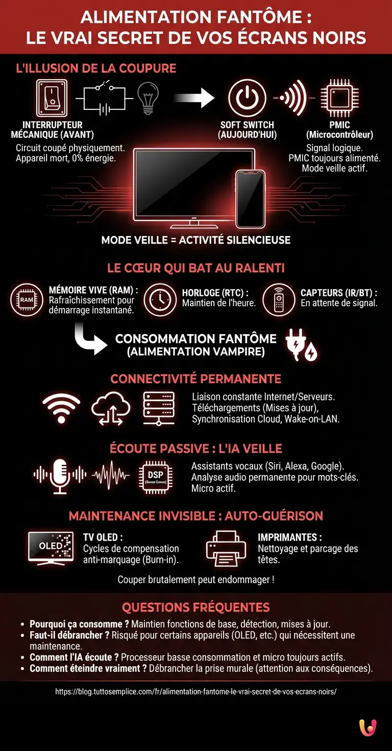 Alimentation fant&ocirc;me : le vrai secret de vos &eacute;crans noirs - Infographie r&eacute;sumant