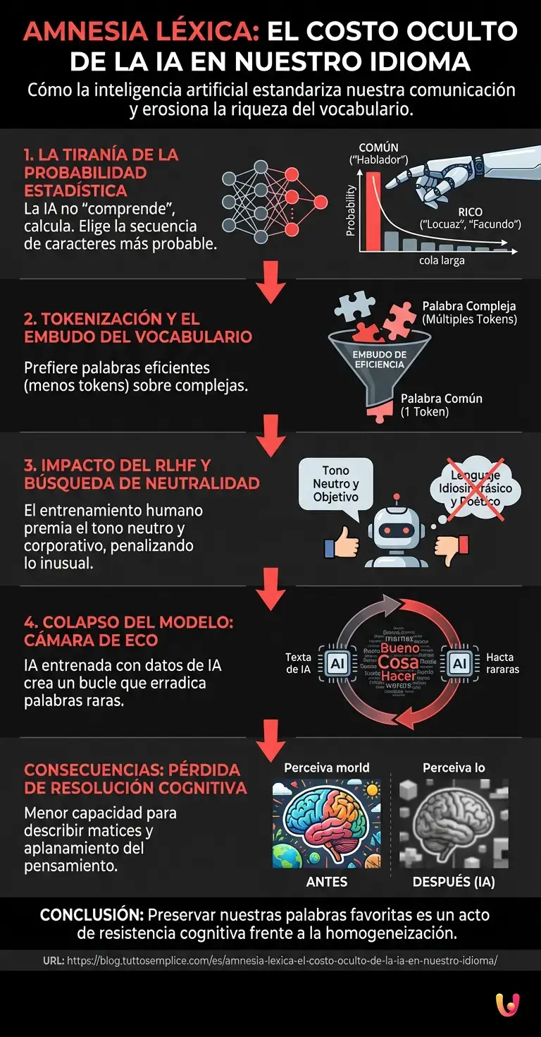 Amnesia léxica: el costo oculto de la IA en nuestro idioma - Infografía resumen