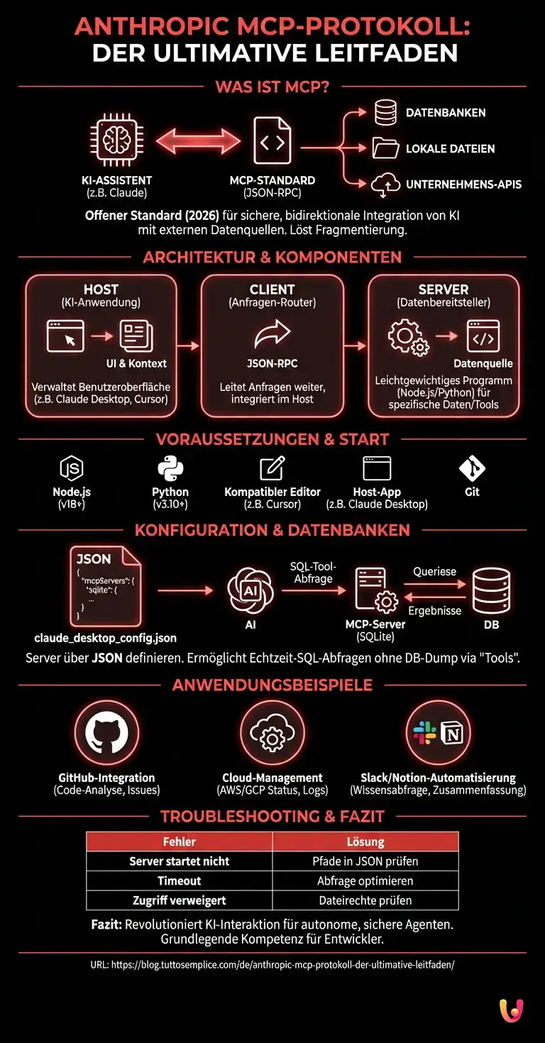 Anthropic MCP-Protokoll: Der ultimative Leitfaden - Zusammenfassende Infografik