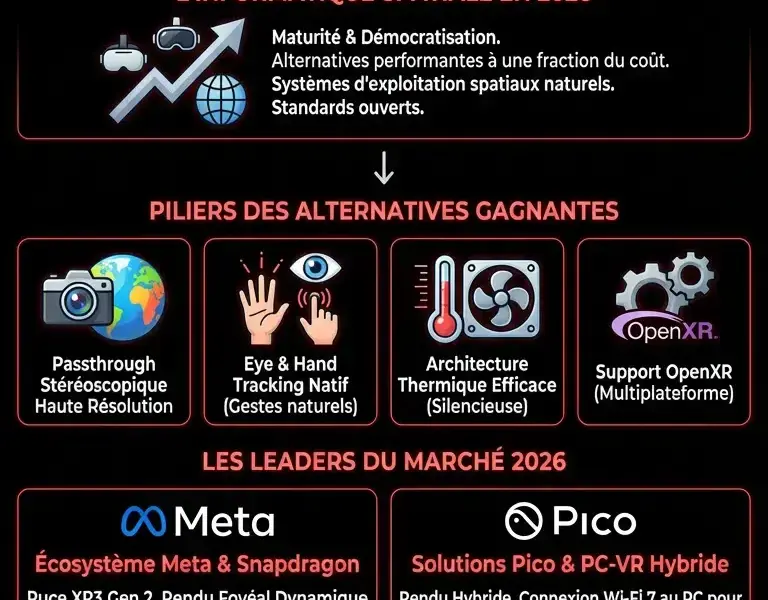 Infografica: Apple Vision Pro : Technologie et Alternatives 2026
