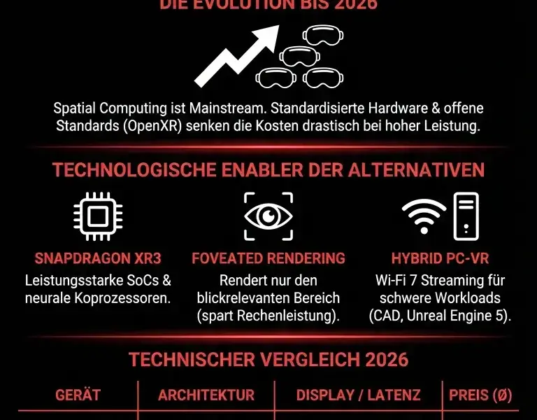 Infografica: Apple Vision Pro: Technologie und Alternativen 2026