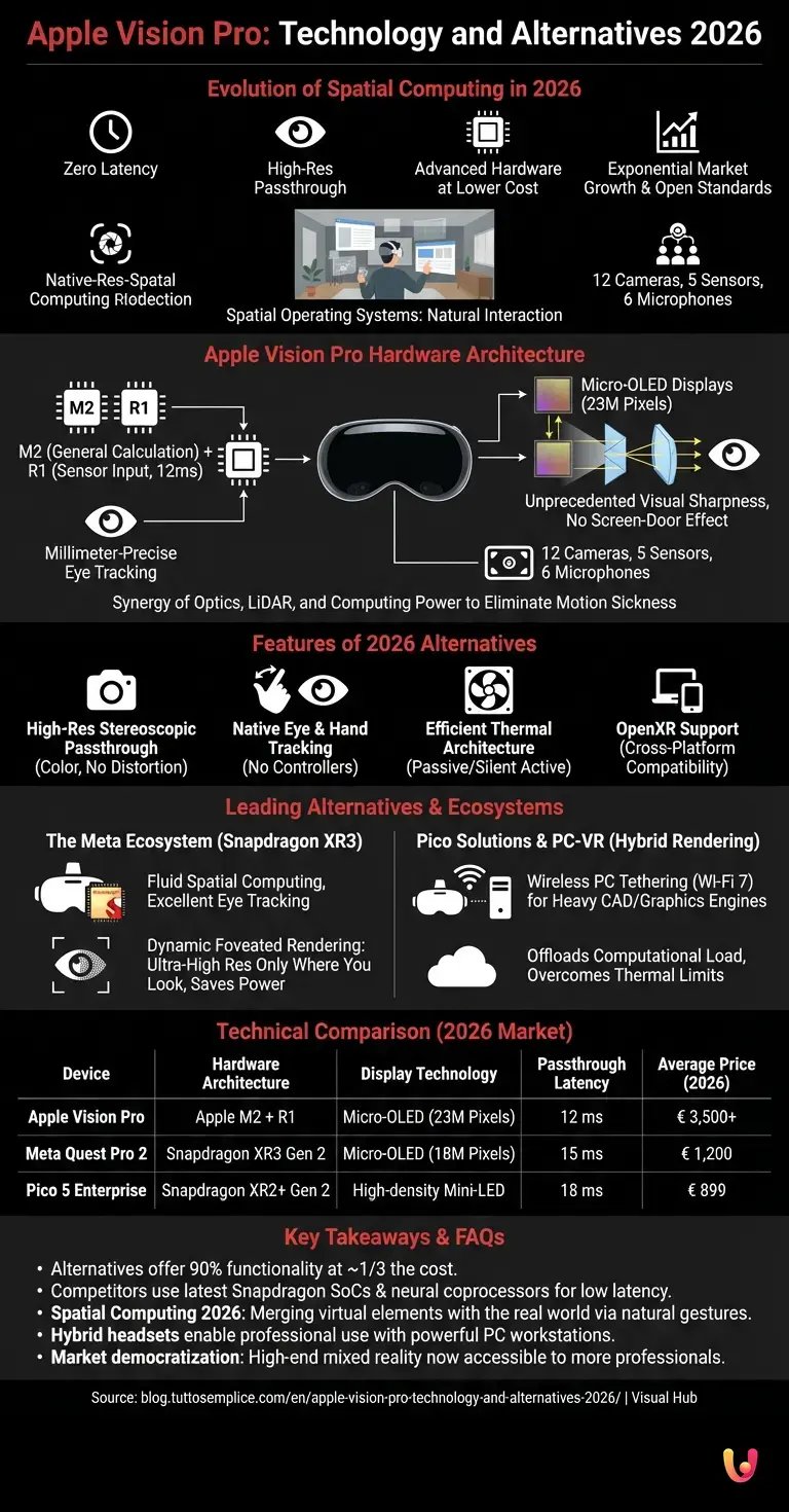 Apple Vision Pro: Technology and Alternatives 2026 - Summary Infographic