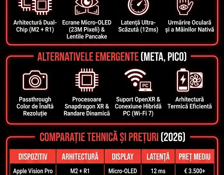 Infografica: Apple Vision Pro: Tehnologie și Alternative 2026