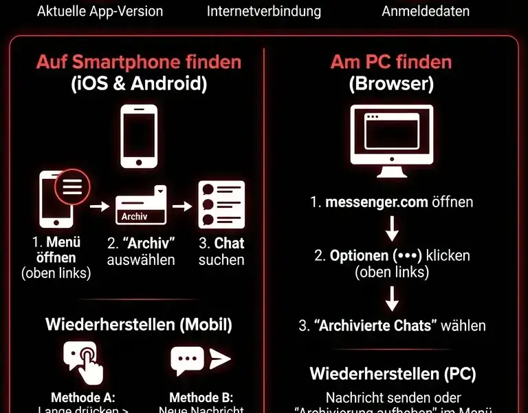 Infografica: Archivierte Messenger-Chats finden: Anleitung
