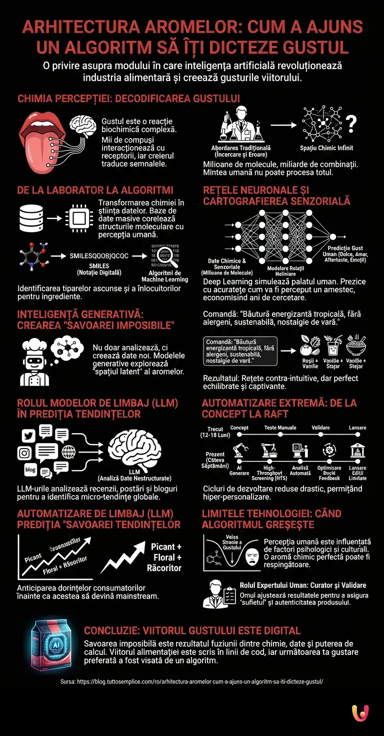 Arhitectura aromelor: Cum a ajuns un algoritm să &icirc;ți dicteze gustul - Infografic rezumativ