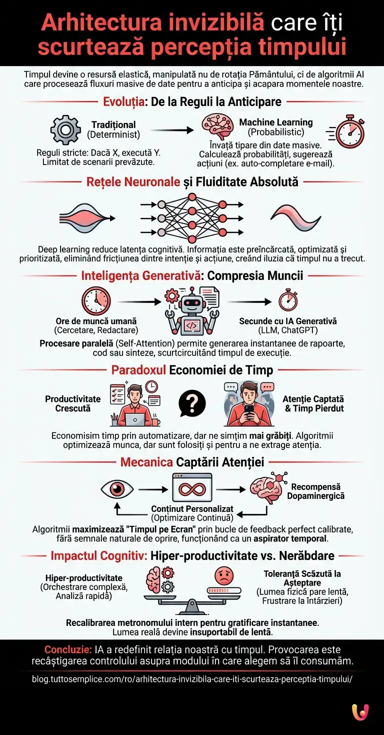 Arhitectura invizibilă care &icirc;ți scurtează percepția timpului - Infografic rezumativ