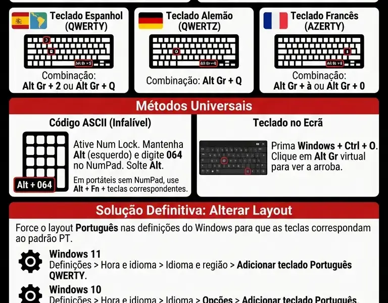 Infografica: Arroba em Teclado Estrangeiro: Guia no Windows