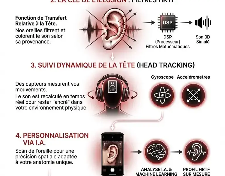 Infografica: Audio spatial : l'illusion acoustique qui trompe le cerveau