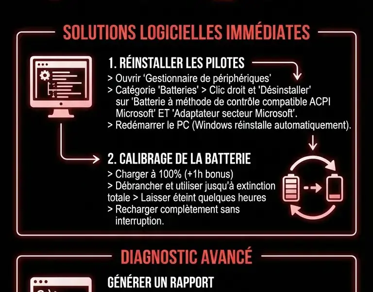 Infografica: Batterie bloqu&eacute;e sur Windows ? La solution rapide et d&eacute;finitive