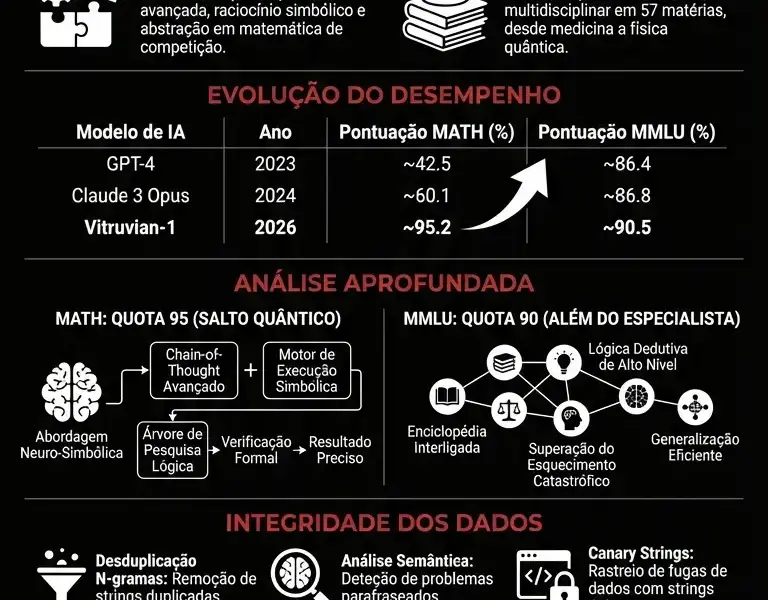 Infografica: Benchmark Vitruvian-1: An&aacute;lise dos Resultados MATH e MMLU