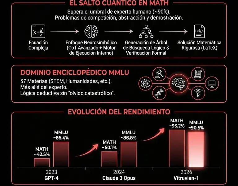 Infografica: Benchmark Vitruvian-1: An&aacute;lisis de los Resultados MATH y MMLU