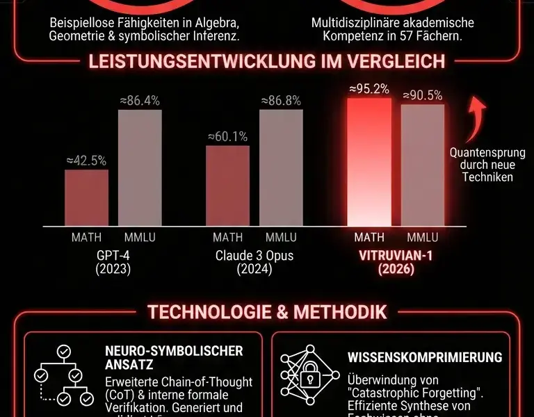 Infografica: Benchmark Vitruvian-1: Analyse der MATH- und MMLU-Ergebnisse