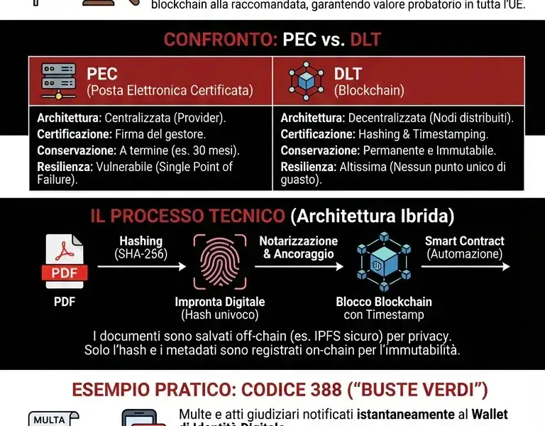 Infografica: Blockchain e Atti Giudiziari: Sostituir&agrave; le Raccomandate?