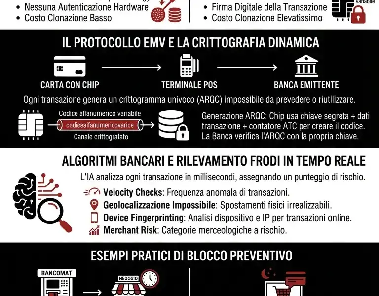 Infografica: Carte di Credito Clonate: Protocollo EMV e Algoritmi Antifrode