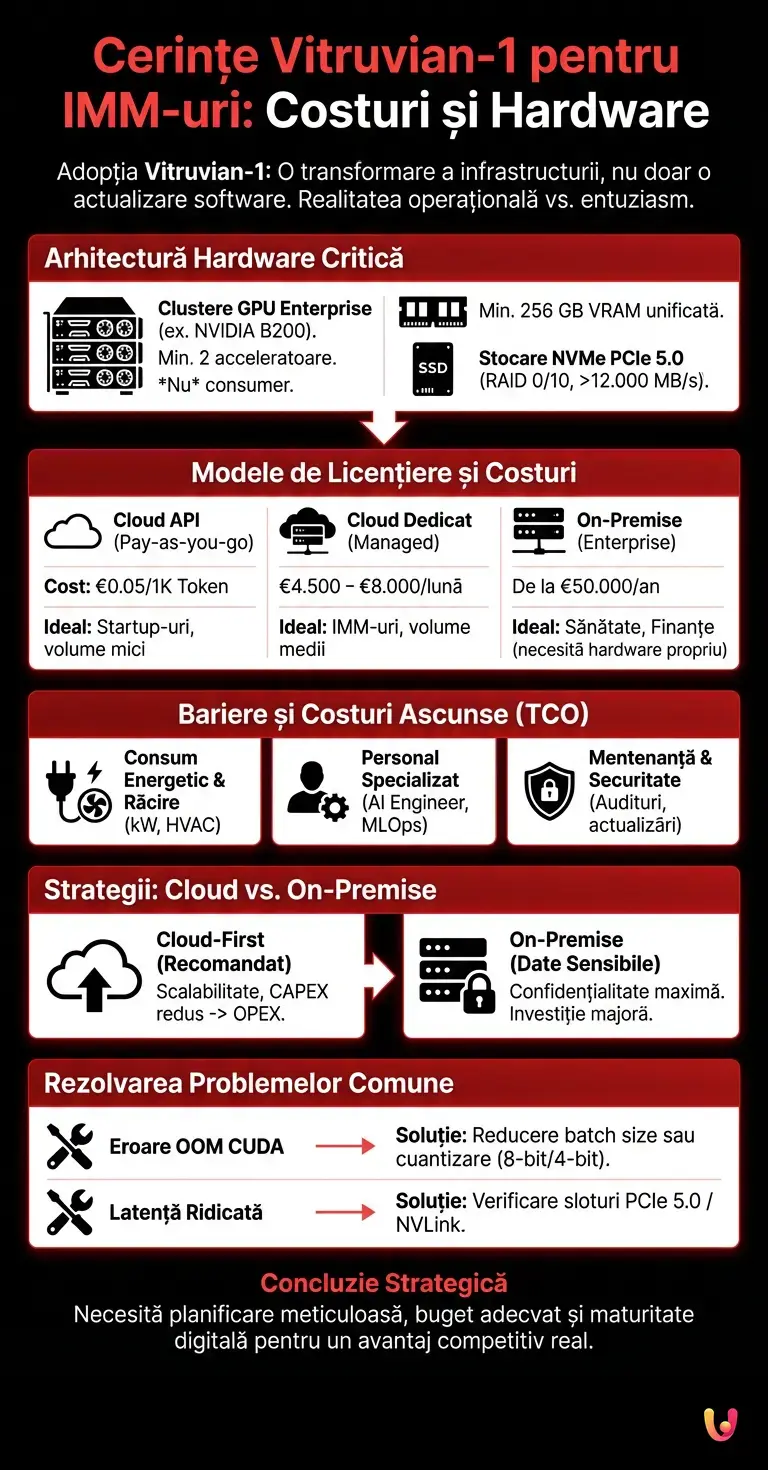 Cerințe Vitruvian-1 pentru IMM-uri: Costuri și Hardware - Infografic rezumativ
