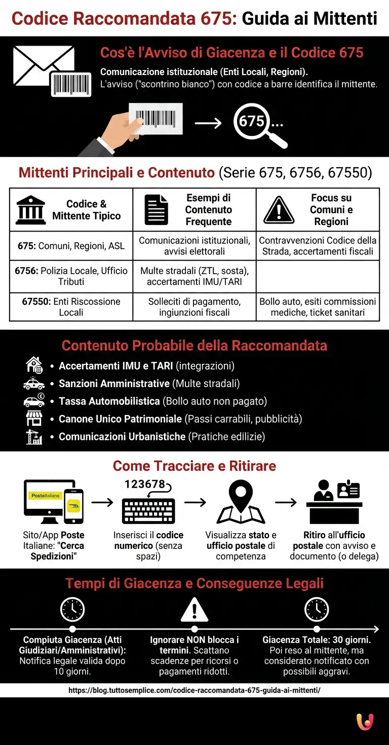 Codice Raccomandata 675: Guida ai Mittenti - Infografica riassuntiva