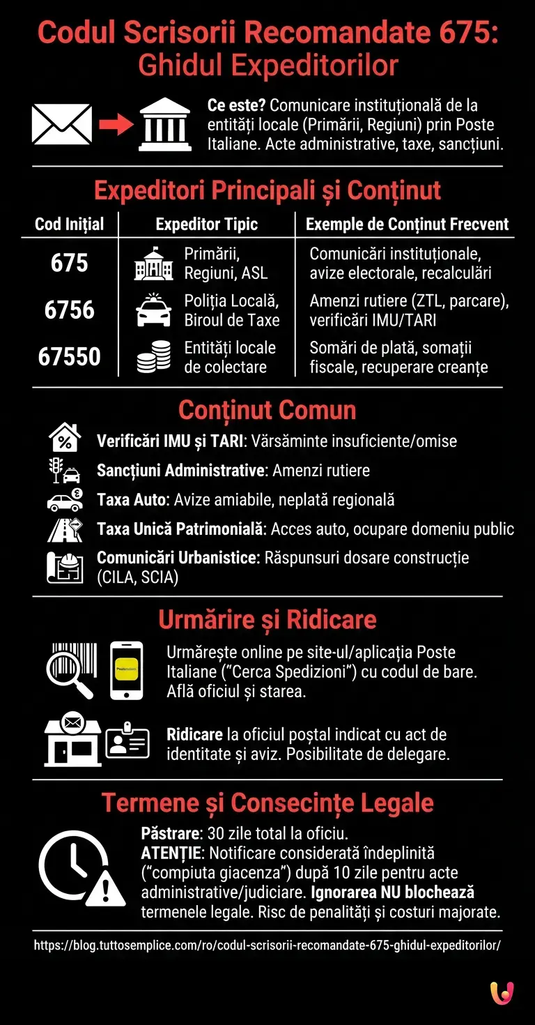 Codul Scrisorii Recomandate 675: Ghidul Expeditorilor - Infografic rezumativ