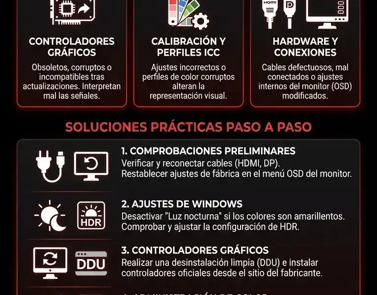 Infografica: &iquest;Colores del monitor alterados en Windows? La gu&iacute;a para solucionarlos
