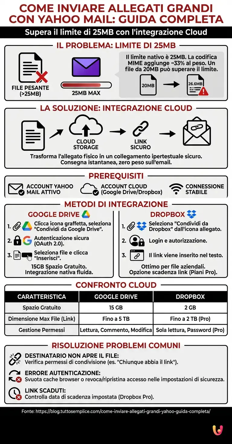 Come Inviare Allegati Grandi Yahoo: Guida Completa - Infografica riassuntiva