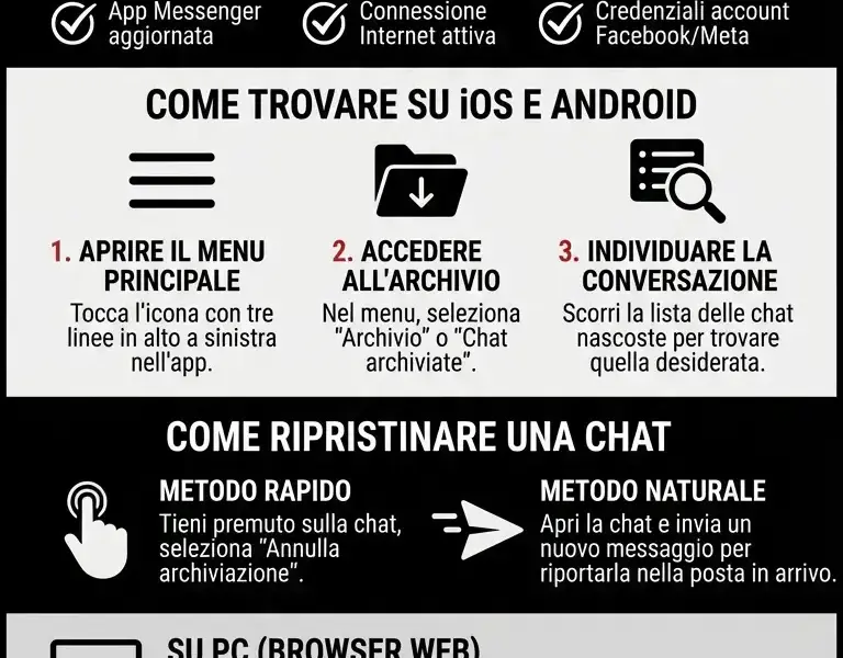 Infografica: Come Trovare le Chat Archiviate Messenger: Guida