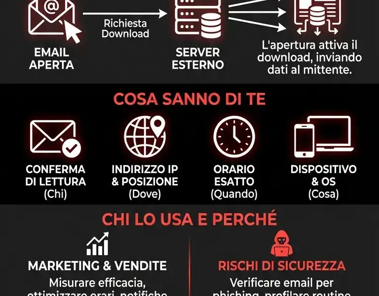 Infografica: Come un'immagine di 1 pixel traccia in segreto le tue email
