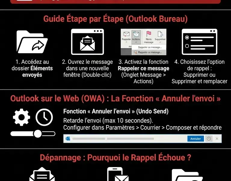 Infografica: Comment Annuler l'Envoi d'un Email sur Outlook : Guide Complet
