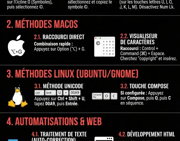 Infografica: Comment Faire le Symbole Copyright Sans Pav&eacute; Num&eacute;rique