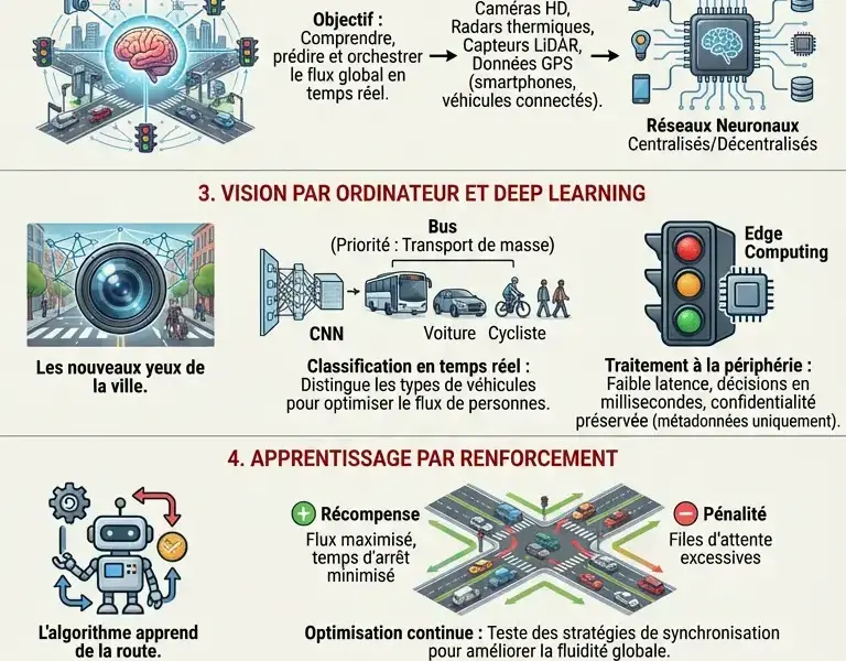 Infografica: Comment une IA invisible contr&ocirc;le vos feux de signalisation