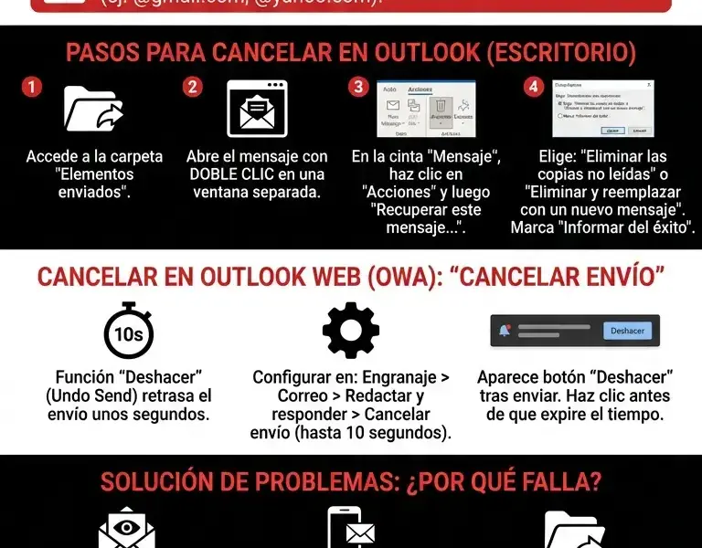 Infografica: C&oacute;mo Cancelar el Env&iacute;o de un Correo en Outlook: Gu&iacute;a Completa