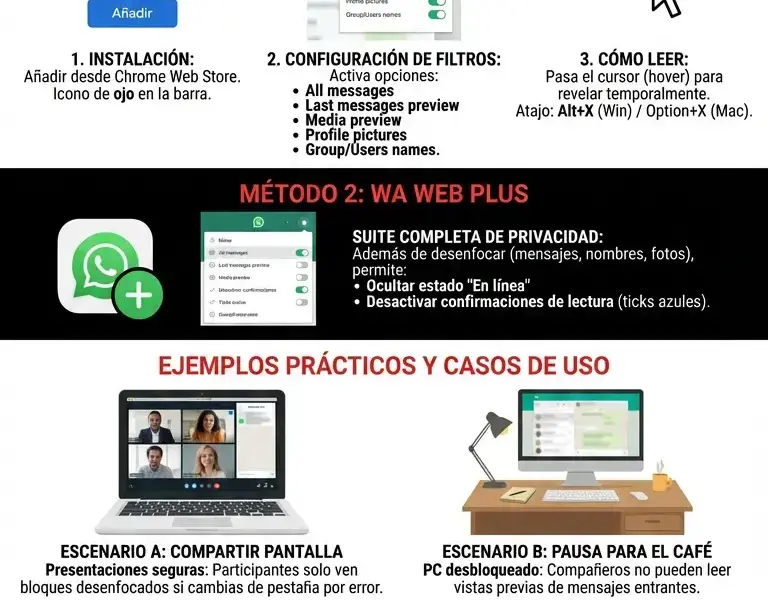 Infografica: C&oacute;mo Desenfocar WhatsApp Web: Gu&iacute;a Completa