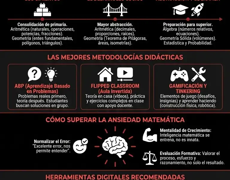 Infografica: C&oacute;mo Ense&ntilde;ar Matem&aacute;ticas en Secundaria: Gu&iacute;a Completa