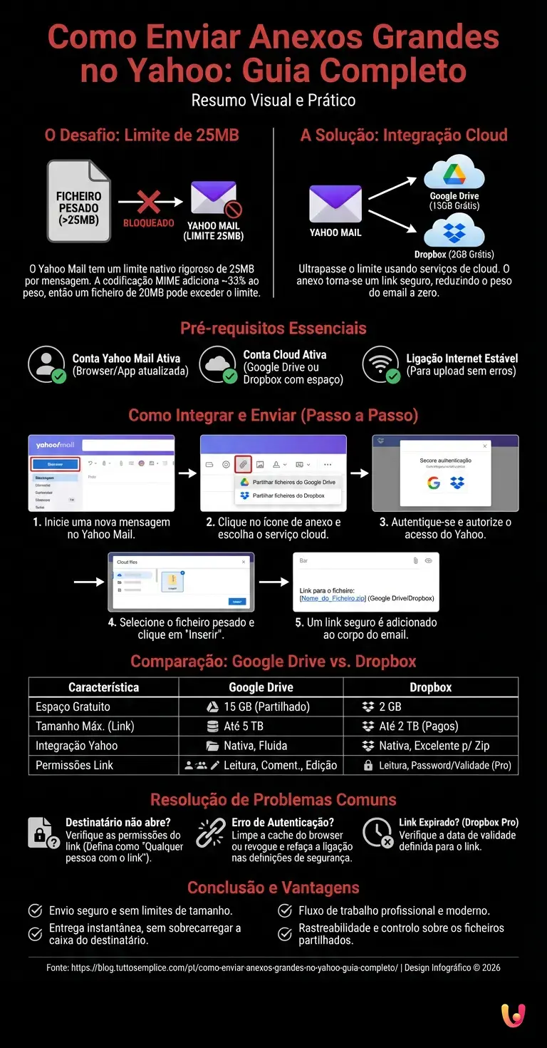 Como Enviar Anexos Grandes no Yahoo: Guia Completo - Infogr&aacute;fico resumido
