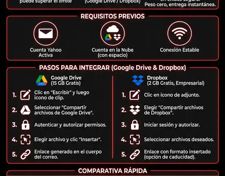 Infografica: C&oacute;mo Enviar Archivos Adjuntos Grandes en Yahoo: Gu&iacute;a Completa