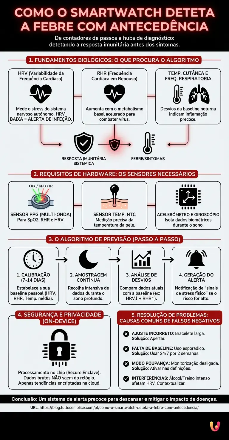 Como o smartwatch deteta a febre com anteced&ecirc;ncia - Infogr&aacute;fico resumido
