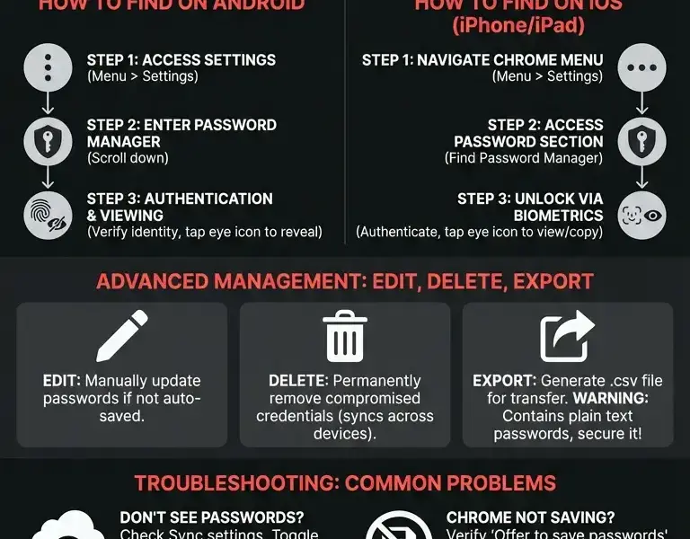 Infografica: Complete Guide: Saved Passwords in Chrome on Mobile