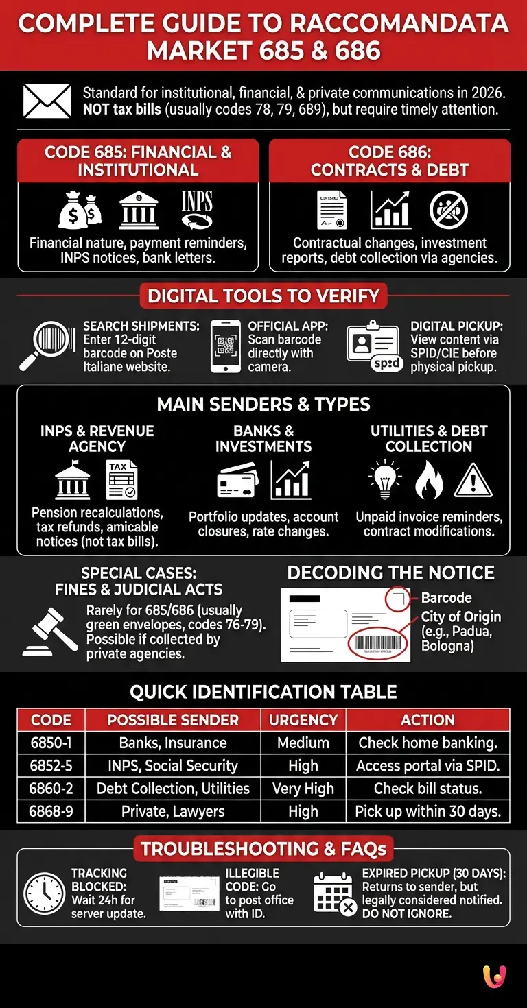 Complete Guide to Raccomandata Market 685 and 686 - Summary Infographic
