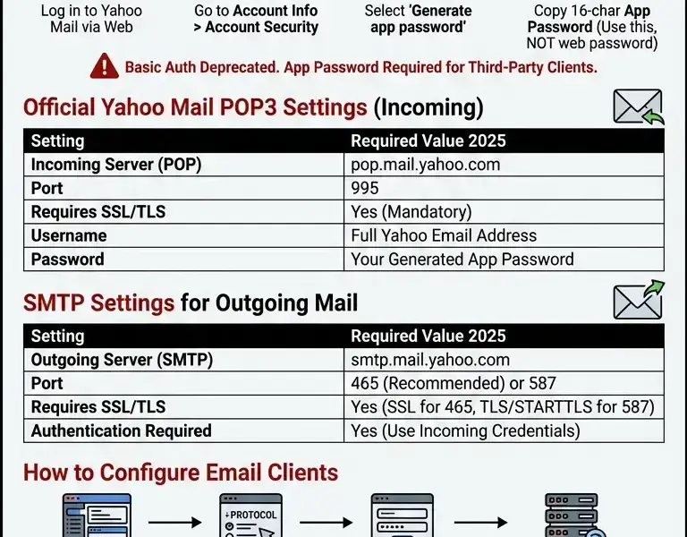 Infografica: Complete Guide to Yahoo Mail POP3 Settings (2025)