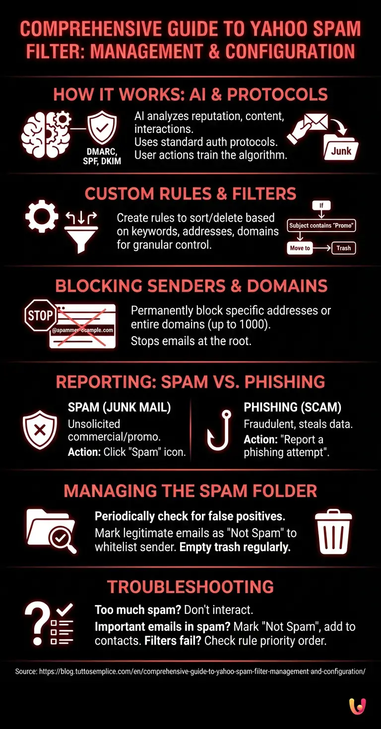 Comprehensive Guide to Yahoo Spam Filter: Management and Configuration - Summary Infographic