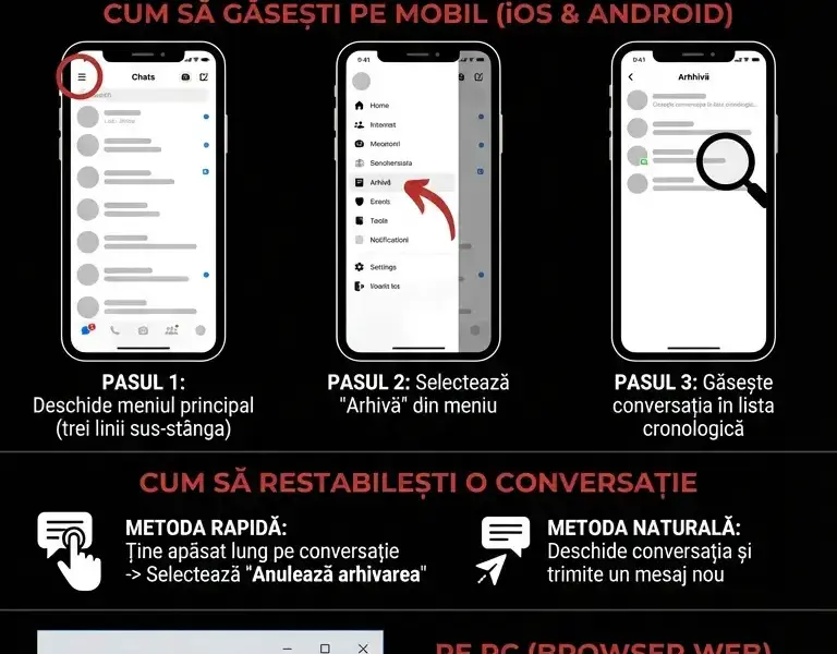 Infografica: Cum să Găsești Conversațiile Arhivate pe Messenger: Ghid