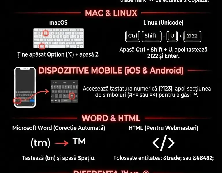 Infografica: Cum să tastezi simbolul tm pe tastatură: Ghid Complet